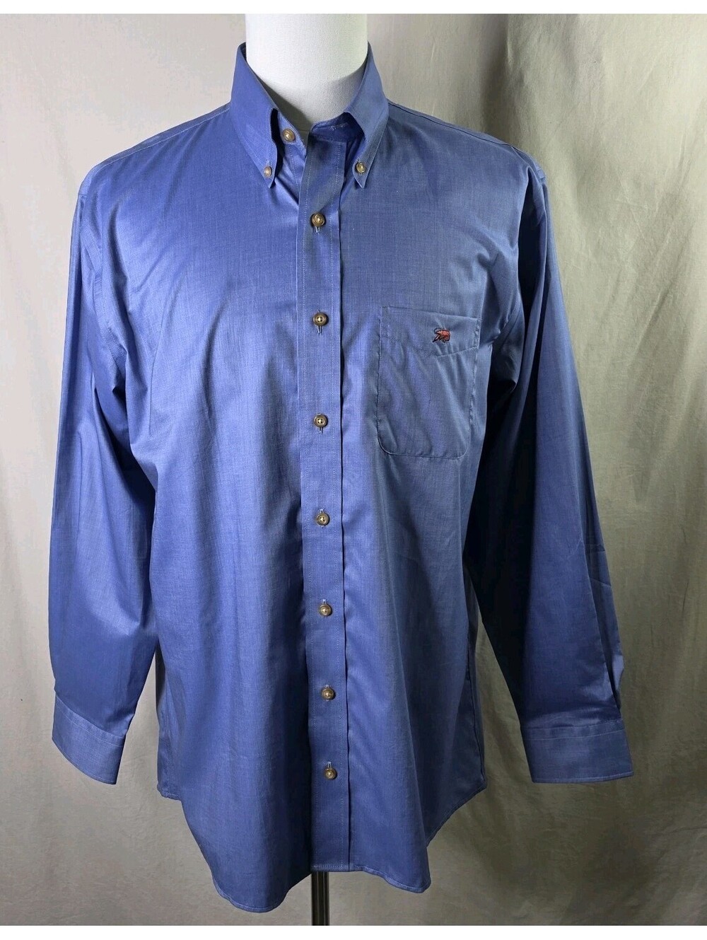 Perlis Blue Lobster Button Down Shirt L 100% Cotton Wrinkle Free NWOT